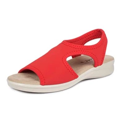 Abbildung von Aerosoft Damen Sandale Stretch 05 leicht druckfrei rundum Weite G H (rot, numeric_39)