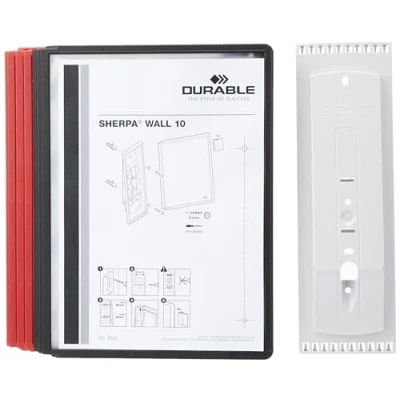 Abbildung von Durable Sichttafelsystem Sherpa Wall mit 10 Sichttafeln, 1 Stück, schwarz/rot, 563100