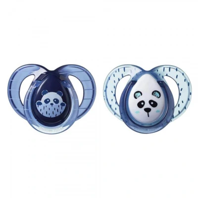 Abbildung von Tommee Tippee Set 02 Succhietti Anytime 6 18M in Silicone Ortodontico Panda Dark Blu