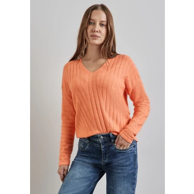 Abbildung von Street One MIT Vausschnitt Strickpullover, Damen, Größe: 46, Orange