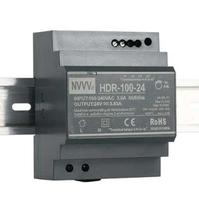 Abbildung von HDR 100 24 AC DC Ultra Slim DIN Rail Netzteil, 24V 3,83A 92W