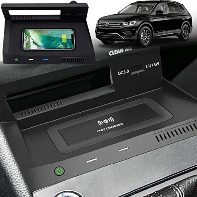 Abbildung von Singkin Kabelloses Ladegerät Auto für VW Tiguan 2018 2021, 15W Schnellladendes Handy iPhone Samsung, Center Console Zubehörfeld Volkswagen Tiguan, Geschenk Besitzer