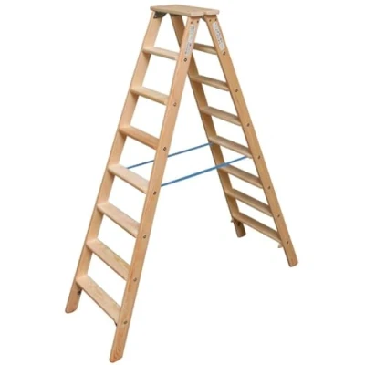 Abbildung von KRAUSE Doppelleiter &quot;STABILO&quot;, Holz, 2x8 Stufen, Arbeitshöhe ca. 245 cm