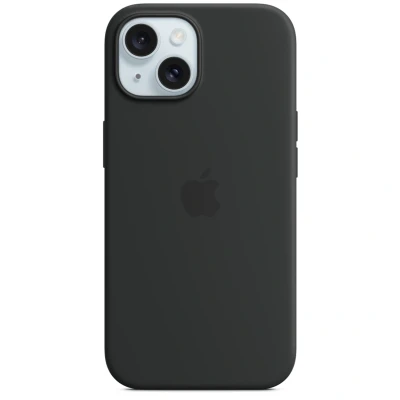 Abbildung von Apple MagSafe Silikon Back Cover Schwarz iPhone 15