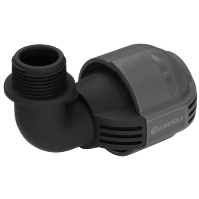 Abbildung von Gardena Sprinklersystem L Stück mit Außengewinde: Verbindungsstück für Anschluss am Rohrende, 25 mm x 3/4 Zoll, Quick&amp;Easy Verbindungstechnik, selbstdichtende Gewindeverbindung (2781 20)