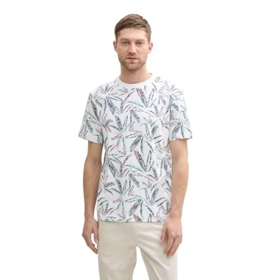 Abbildung von TOM Tailor Tshirt print, Herren, Größe: Medium, White multi leaf design