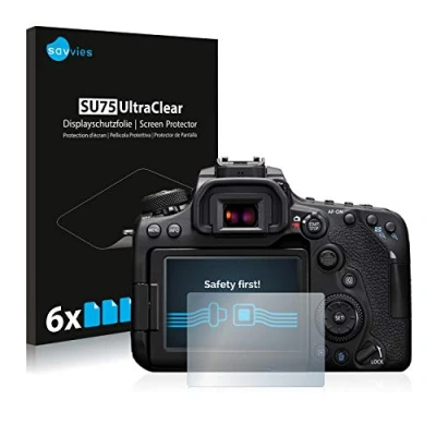 Abbildung von Savvies 6 Stück Schutzfolie für Canon EOS 90D Displayschutz Folie Ultra Transparent