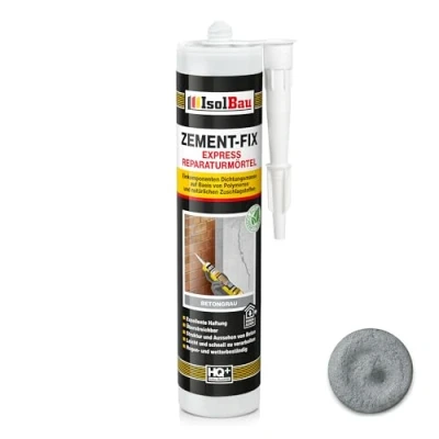 Abbildung von Isolbau Zement Fix 1 x 300 ml Betongrau Express Reperaturmörtel Dichtungsmasse für Fugen &amp; Risse im Innen Außenbereich, Kartusche