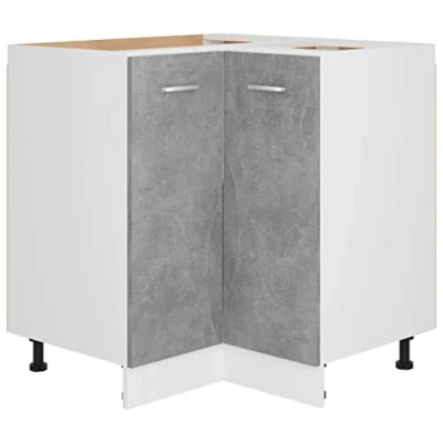 Abbildung von vidaXL Eckunterschrank 2 Regalböden Küchenschrank Küchenzeile Eckschrank Küchenmöbel Einbauküche Schrank Betongrau 75,5x75,5x81,5cm Holzwerkstoff