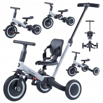 Abbildung von COIL Dreirad Lauflernrad, Kinderlaufrad, Dreirad/Laufrad, Balance Bike, 6in1, Sattel aus Ökoleder, ab 12 Monaten, Gummiräder, Höhenverstellung (Grau)