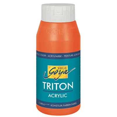 Abbildung von KREUL 17018 Solo Goya Triton Acrylfarbe zinnoberrot, 750 ml Flasche, schnell und matt trocknend, Farbe auf Wasserbasis, in Studioqualität, vielseitig einsetzbar, gut deckend ergiebig