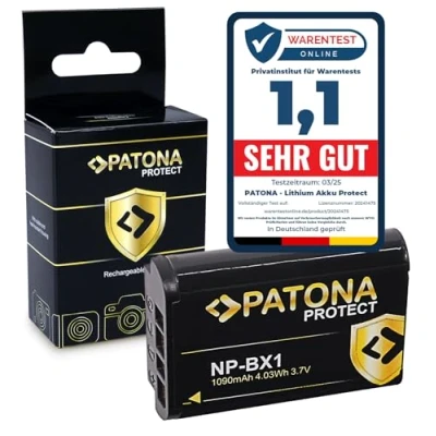 Abbildung von PATONA Protect NP BX1 Akku mit V1 Gehäuse (1030mAh) Kompatibel Sony Vlog ZV 1 DSC HX90 HX95 HX99 RX100 WX350 HX400V HDR AS100V FDR X1000 X3000 etc.