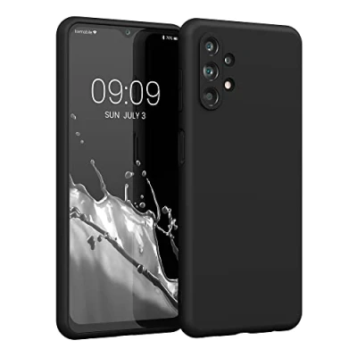 Abbildung von kwmobile Hülle kompatibel mit Samsung Galaxy A13 4G weiches TPU Silikon Case Cover geeignet für kabelloses Laden Schwarz