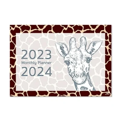 Abbildung von Exacompta Ref. GS032Z Tischkalender/Monatsplaner, Giraffen Design, Monat pro Seite, inklusive UK Feiertage, 210 mm x 150 mm, steht sicher auf einem Schreibtisch oder Regal