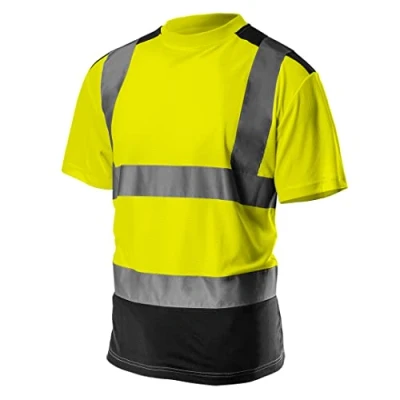Abbildung von NEO TOOLS Profi Warnschutz T Shirt Kurzarm Arbeitsshirt Arbeits Warnshirt reflektierende Zonen Arbeitshemd orange oder gelb S XXL (gelb, M)