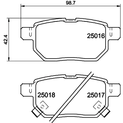 Abbildung von HELLA 8DB 355 014 991 Bremsbelagsatz mit akustischer Verschleißwarnung Zubehör TOYOTA: Auris Schrägheck, Yaris II III Schrägheck
