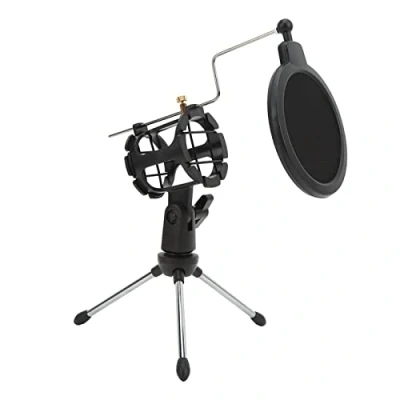 Abbildung von Topiky Klappbarer Schreibtisch Mikrofonständer, Anti Vibrations Desktop Mikrofon Stativ Halter Halterung Tischmikrofon mit Windschutzfilter für Konferenz Aufnahmestudio Live Übertragung