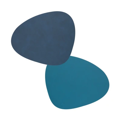 Abbildung von LIND DNA DOUBLE Tischset Curve midnight blue/petrol 37x44cm