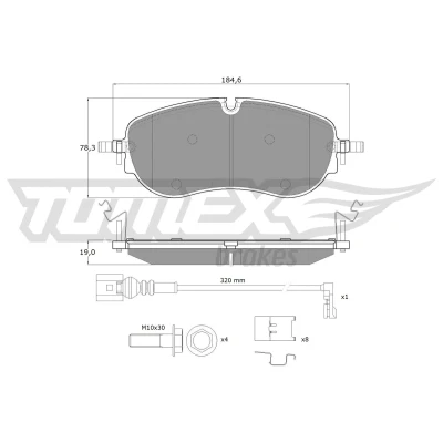 Abbildung von TOMEX brakes TX 60 00 Bremsbelagsatz Vorderachse inkl. Verschleißwarnkontakt mit Bremssattelschrauben Zubehör SKODA: Enyaq IV SUV