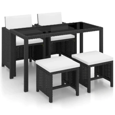 Abbildung von vidaXL Garten Essgruppe 5 tlg. mit Kissen Schwarz Poly Rattan