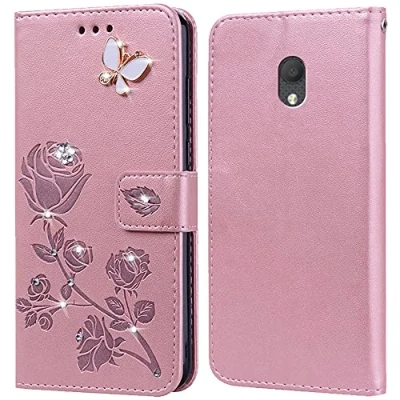 Abbildung von PKQTOP Hülle für Alcatel 1C 2019 Handyhülle,Klappbar Tasche Case,Standfunktion,Kartenfach,Silikon Bumper,Stoßfeste Schutzhülle Cover