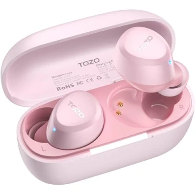 Abbildung von TOZO A1 Mini Bluetooth Kopfhörer 5.3 Kabellos Kopfhörer, In Ear mit APP Steuerung, 30 Std Premium Stereo Sound, IPX5 Wasserdicht Kabellose für kleine Ohren Rosa Gold