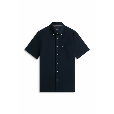 Abbildung von Tommy Hilfiger Regular FIT Seersucker Short Sleeve Hemd, Herren, Größe: Large, Navy blue