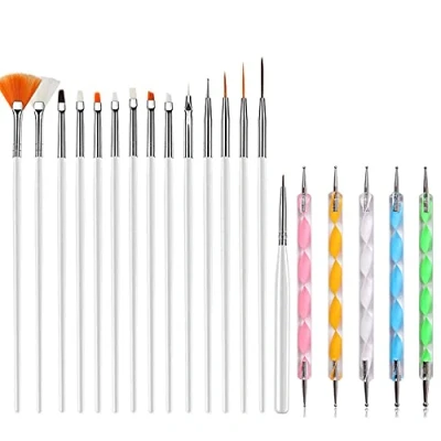 Abbildung von ANCLLO 15 teiliges Nagelkunst Pinsel Set Pinselset Teilig für Nagel Stift Malerei Nail Art Paint Brush professionelle Detail Set,für Nageldesigner.