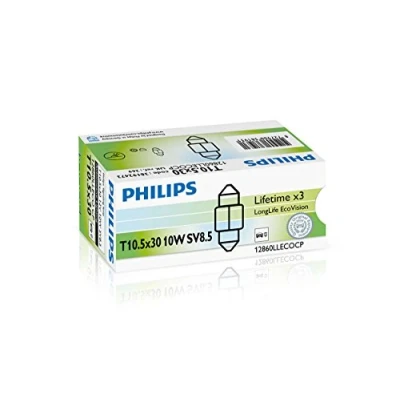 Abbildung von PHILIPS LongLife EcoVision 12860LLECOCP Glühlampe, Innenraumleuchte Soffittenlampe 12 10 CHEVROLET: Aveo / Kalos Schrägheck, Matiz, Schrägheck