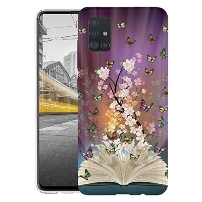 Abbildung von KX Mobile Hülle für Samsung A51 Handyhülle Motiv 1503 Schmetterlinge Baum Buch Premium Silikonhülle SchutzHülle Softcase HandyCover Galaxy