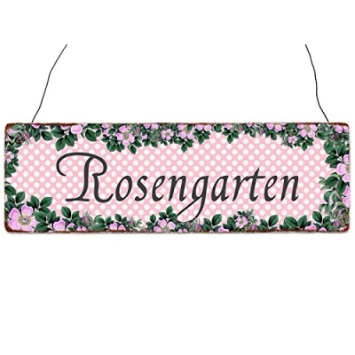 Abbildung von Interluxe Türschild Holzschild ROSENGARTEN Frühling Dekoschild Geschenk Shabby