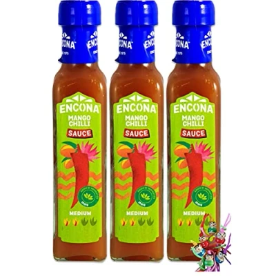 Abbildung von yoaxia ® 3er Pack [ 3x 142ml ] Süße Mango Chilisauce / Grill Sauce Chilli + ein kleiner Glücksanhänger gratis