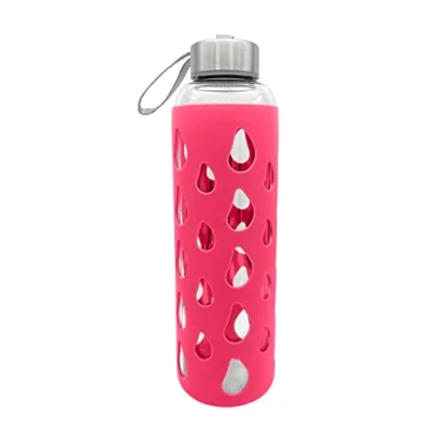 Abbildung von GEDA LABELS Unisex Erwachsene Silikon pink Trinkflasche, Glasflasche, 500 ml