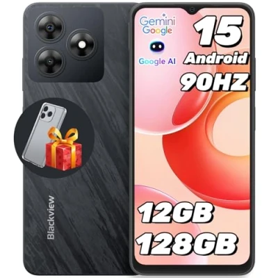 Abbildung von Blackview Wave 8 Handy ohne vertrag Android 14, 12GB+128GB/2TB TF, 90Hz 6.56&quot;, 5000mAh Smartphone Günstig, Octa Core, 13MP+8MP, Dual SIM/Fingerabdruck/GPS/OTG/Handytasche/Härtungsfolie