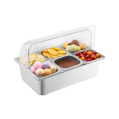 Abbildung von VEVOR Servierbehälter Gastronomie Gewürzspender 6 x 1/6 Behälter mit Deckel