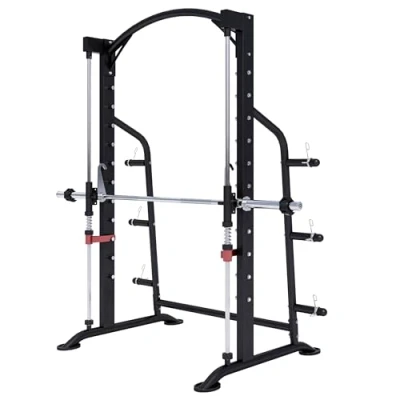Abbildung von GORILLA SPORTS Power Rack inkl. Langhantelstange, 30mm / 50mm, 300 kg Belastbar, aus Stahl, (1 tlg), 6 Scheibenablage, Multipresse, Kraftstation, Smith Machine, Cage Squat