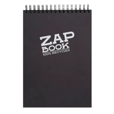 Abbildung von Clairefontaine 8363C Skizzenblock / Zeichenblock Zap Book mit Doppelspirale, DIN A4 21x29,7 cm, 80 Blatt 80g 100% recyceltes Papier, ideal für Notizen oder Zeichnungen, Schwarz, 1 Stück