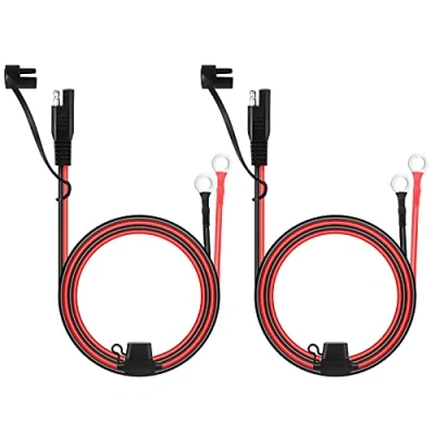 Abbildung von Heilok SAE Stecker 2 Stück Anschluss Kabel 16AWG Batterieanschluss mit 15A Sicherung Batterieladekabel,SAE Batterie Verlängerungskabel Staubkappe für Auto Motorrad Batterieladung,60CM