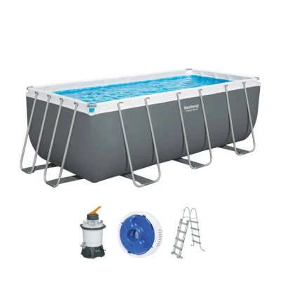 Abbildung von Bestway Power Steel Frame Pool Set mit Sandfilteranlage 412 x 201 122 cm, grau, eckig