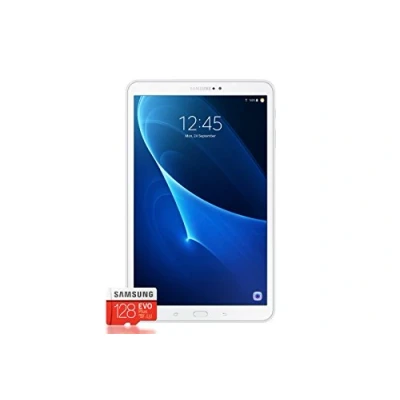 Abbildung von Samsung Galaxy Tab A T580 25,54 cm (10,1 Zoll) Tablet PC (1,6 GHz Octa Core, 2GB RAM, 32GB eMMC, Wifi, Android 7.0) weiß + Evo Plus Micro SDXC 128GB