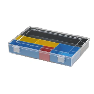 Abbildung von hünersdorff Sortimentskasten: stabile Sortierbox (PS Classic Flex, flach) ohne Fachaufteilung, glasklar, Sortierkasten Maße: T225 x B335 H55 mm, Made in Germany