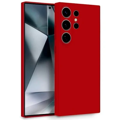 Abbildung von MyGadget Hülle für Samsung Galaxy S24 Ultra Zweilagige Handyhülle mit Kameraschutz Cover Innenfutter &amp; Silikon außen Rot
