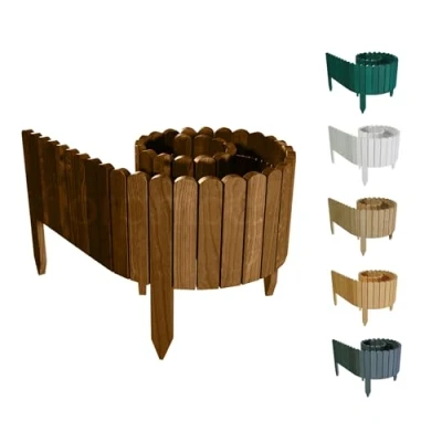 Abbildung von Floranica Rasenkante Höhe 40 cm Braun 200 Lang Gartenzaun Flexibler Holzzaun Gartendeko Gartenpalisade für Beeteinfassung, Mähkante Rollborder, Steckzaun Blumenbeet Umzäunung Garten