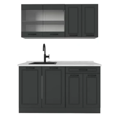 Abbildung von Vicco Singleküche R Line, Anthrazit Landhaus/Anthrazit, 140 cm, AP Marmor