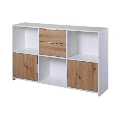 Abbildung von Inter Link Kommode Pepeto 2T2S weiß, modernes Sideboard mit 2 Schubladen, Türen, Stabil, einfache Montage