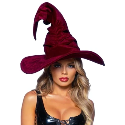 Abbildung von LEG AVENUE Women&#039;s Velvet Ruched Witch hat Costume Headwear, Burgund, One Size