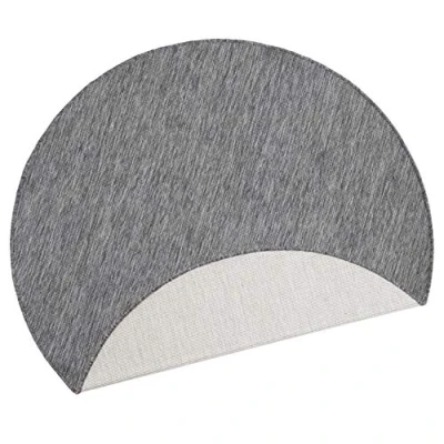 Abbildung von NORTHRUGS in und Outdoor Teppich Miami Rund ⌀200cm Wendeteppich Wetterfest Modernes Unifarben Design Läufer für Balkon Terrasse Garten Wintergarten Wohnzimmerteppich Wasserfest Grau Creme