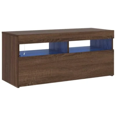 Abbildung von vidaXL TV Schrank mit LED Leuchten Lowboard Möbel Tisch Sideboard Fernsehtisch Fernsehschrank HiFi Braun Eichen Optik 90x35x40cm