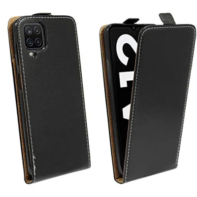 Abbildung von cofi1453® Flip Case kompatibel mit Samsung Galaxy A12 (A125F) Handy Tasche vertikal aufklappbar Schutzhülle Klapp Hülle Schwarz