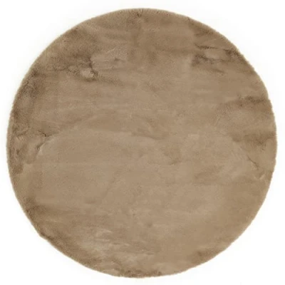 Abbildung von LUXOR living Teppich Coste gemütlicher Hochflor Kunstfell Fellimitat in Schaffelloptik 80 cm rund Taupe